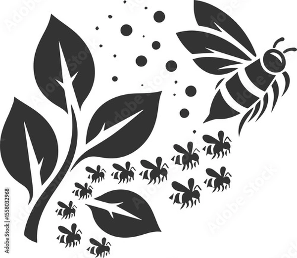 Obraz Vector of a insect silhouette black illustration drawing