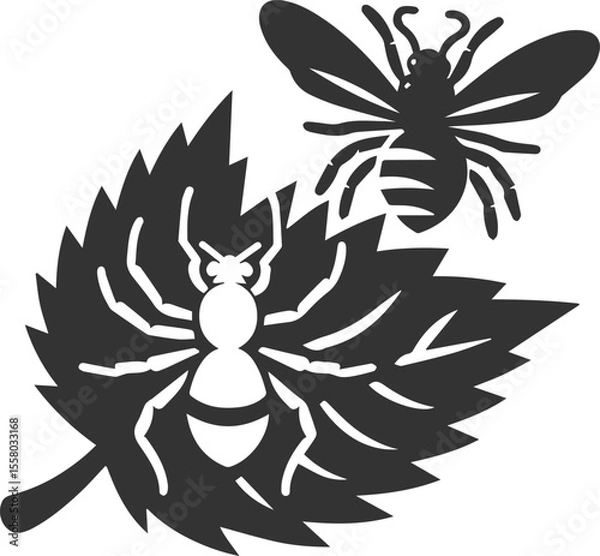 Obraz Vector of a insect silhouette black illustration drawing