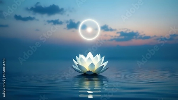 Obraz Floating Lotus with Light Orb