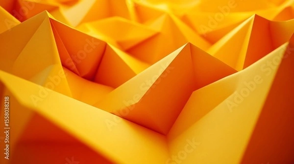 Fototapeta Geometric precision in abstract orange paper art installation
