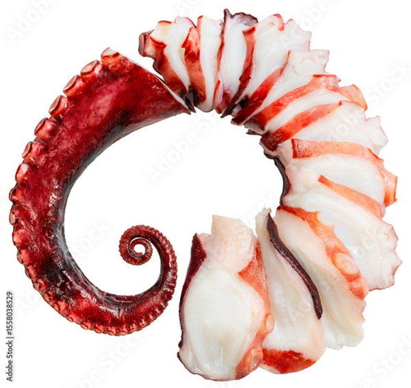 Obraz Octopus's arms with Octopus suckers isolated on white background, Octopus's arms on white PNG file.