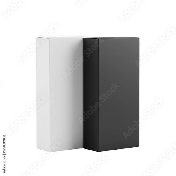 Fototapeta Two boxes isolated on transparent background, mockup for product packaging.