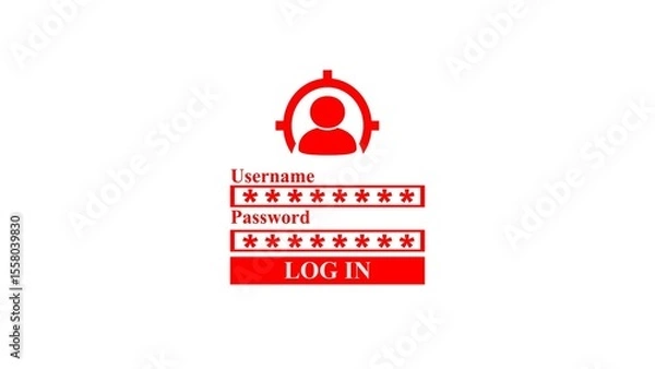 Fototapeta illustration of Typing user name and password,log in to your account on white background.