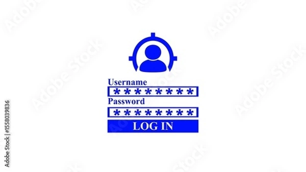 Fototapeta illustration of Typing user name and password,log in to your account on white background.