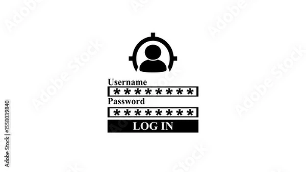 Fototapeta illustration of Typing user name and password,log in to your account on white background.