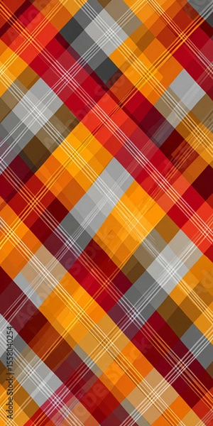 Obraz Orange and Gray Seamless Pattern. Flannel shirt pattern