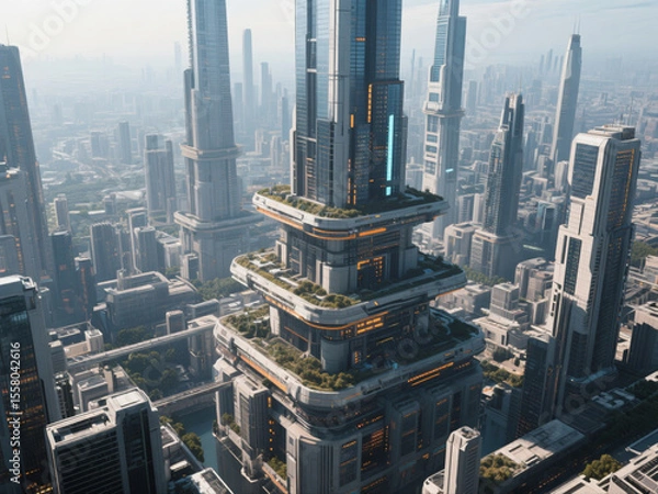 Obraz skyscraper, vertical_city, aerial_view, density, mega_structure