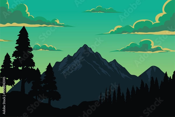 Fototapeta Mountain view under expressive sky