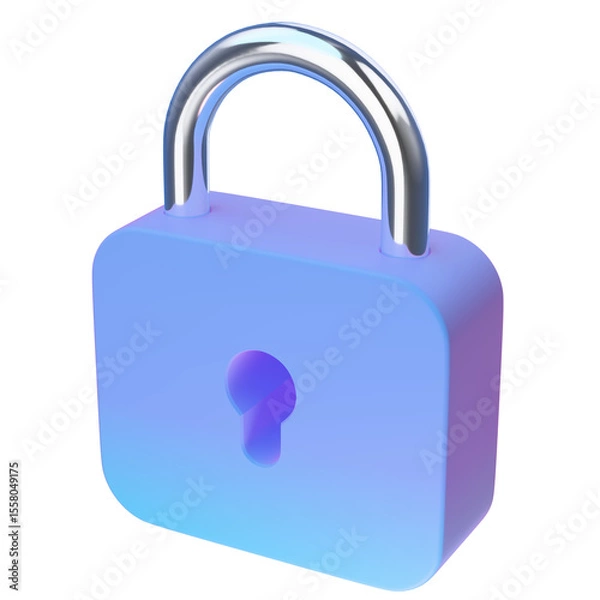 Fototapeta Locked padlock 3d rendering illustration icon.