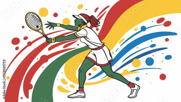 Fototapeta Colorful Tennis Splash Art – Dynamic Racket Sports Illustrations