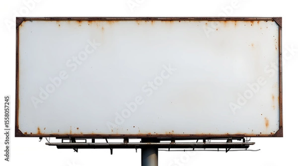 Fototapeta Blank Rusty Billboard Isolated on White Background
