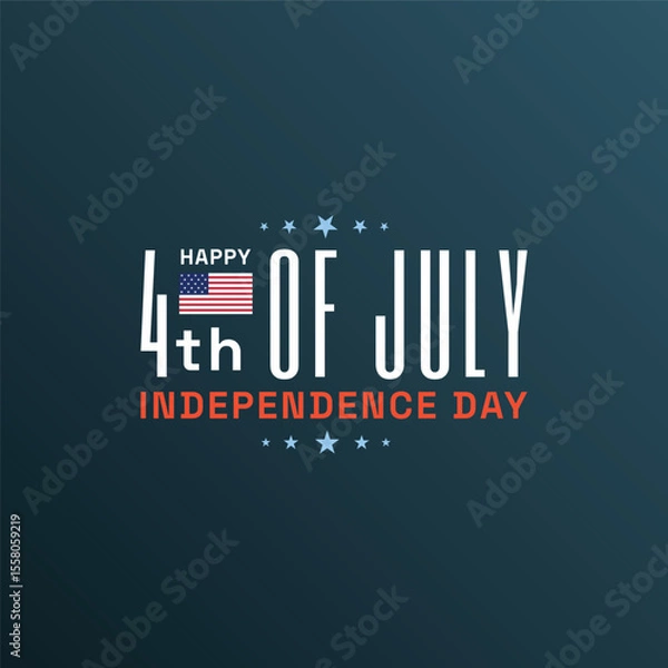 Fototapeta 4th of July Festive Design with Stars and Flag Happy Text
