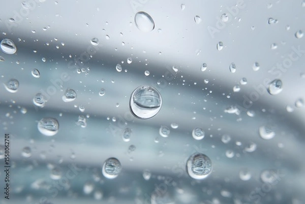 Obraz The Close-up Image of Many Raindrops on the Glass Surface