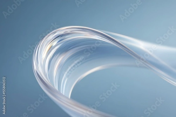 Fototapeta A curved transparent sheet with an artistic touch, it seems to float in the air, set against a serene background