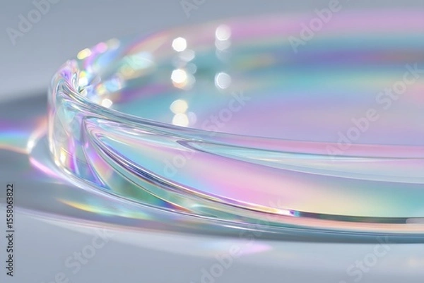 Fototapeta Abstract macro shot of a petri dish with beautiful iridescent colors reflecting in a light setting