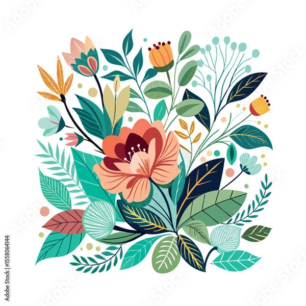 Fototapeta floral background abstract foliage vector image
