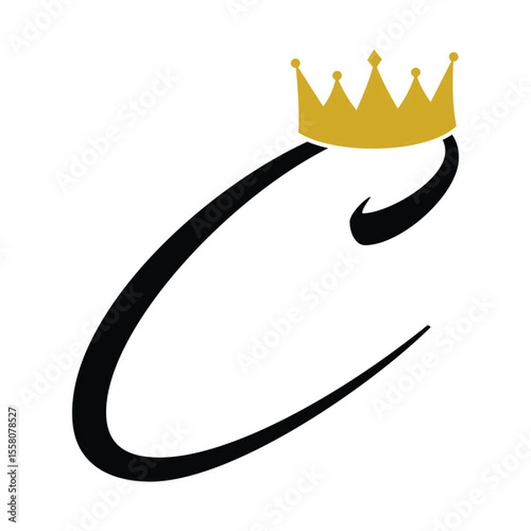 Obraz letter C initial logo template with crown