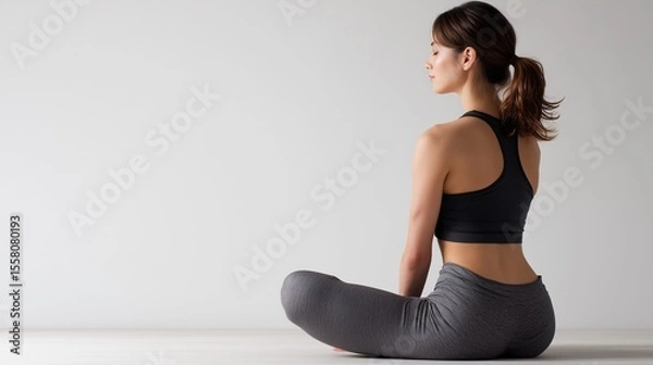 Obraz 筋トレ後に瞑想する女性