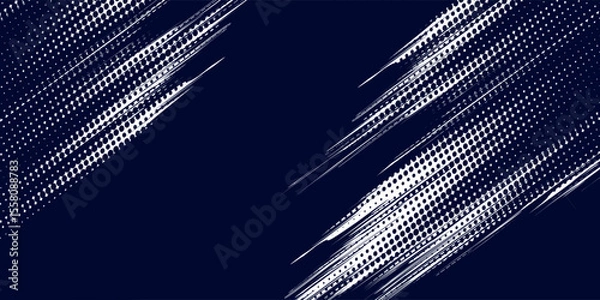 Fototapeta Dots halftone white \u0026 blue color pattern gradient grunge texture background. Dots pop art comics sport style vector illustration, eps10