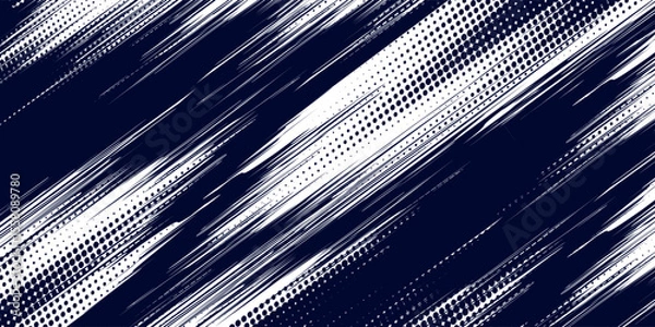 Fototapeta Dots halftone white \u0026 blue color pattern gradient grunge texture background. Dots pop art comics sport style vector illustration, eps10