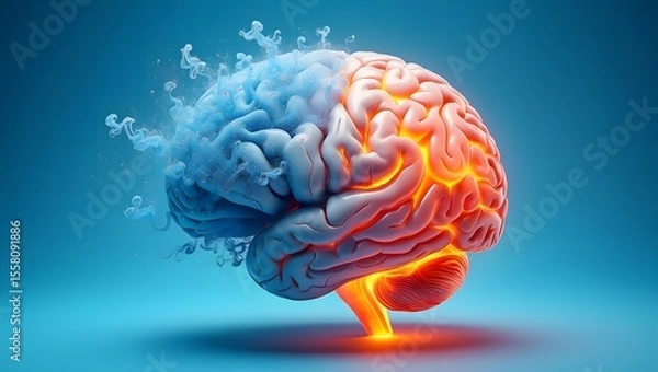 Obraz Human Brain Divided with Contrasting Colors Creativity and Logic Visualization