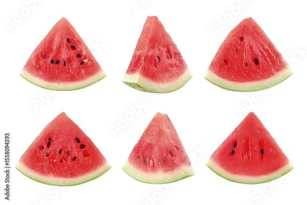 Fototapeta Collection of watermelon slices isolated on white background