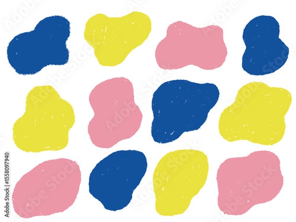 Obraz 手描きあしらいセット　流体シェイプ　カラフル