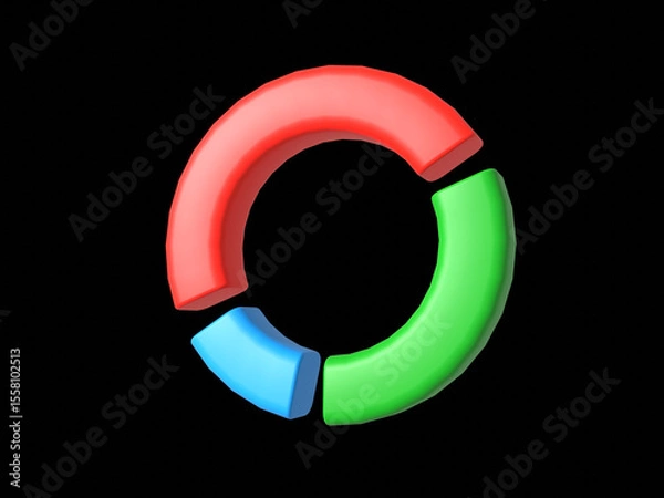 Fototapeta Pie diagram 3d icon. Isolated object on a transparent background