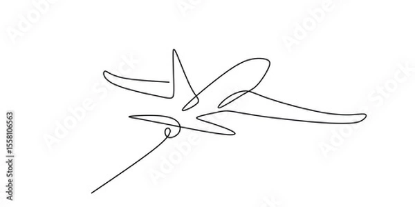 Fototapeta Airplane Continuous Line Art for Journey and Discovery