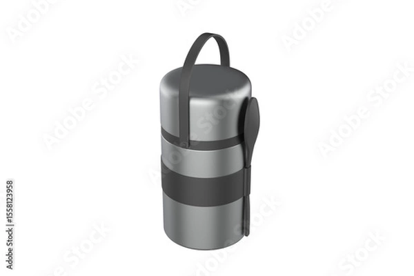 Obraz Stainless Steel Lunch Box, Insulated Bento Lunch Box. 3d illustration