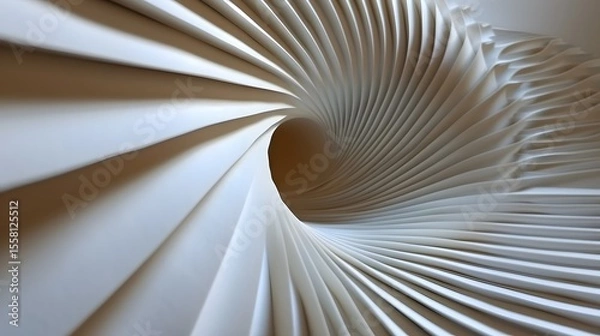 Fototapeta Abstract Spiral Design of White Paper Curves and Waves in a Three-Dimensional Perspective