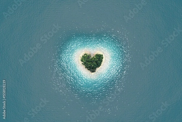 Obraz Tropical island in heart shape