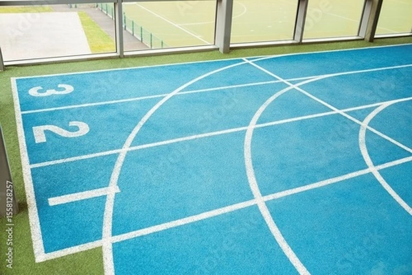 Fototapeta View of an indoor running track