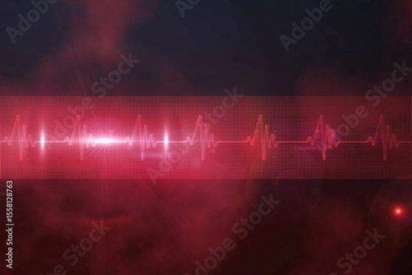 Fototapeta ECG line in red and black