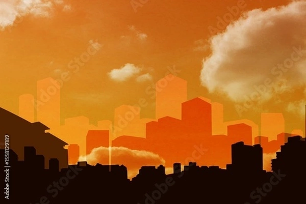 Obraz Digital composite image of cityscape