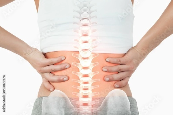 Obraz Highlighted spine of woman with back pain