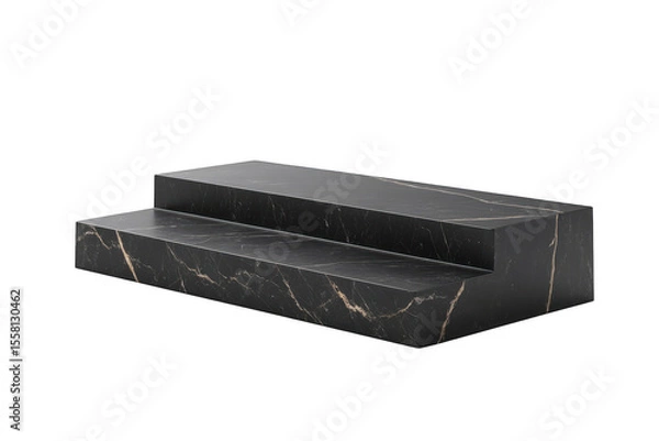 Fototapeta Two tiered black marble platform isolated on a transparent background