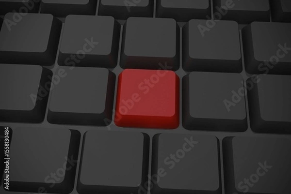 Fototapeta Black keyboard with red key