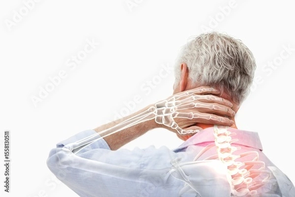 Obraz Highlighted spine pain of man
