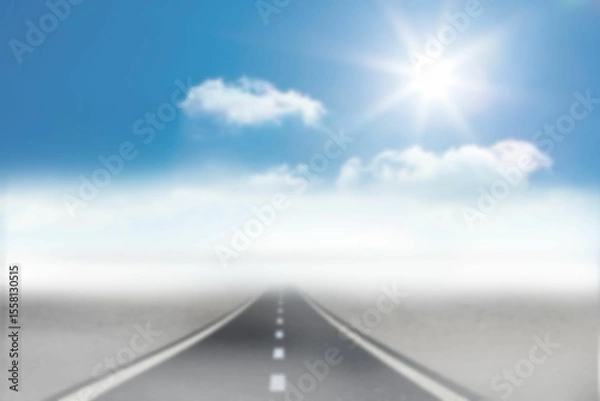 Fototapeta Empty road towards sky in foggy weather