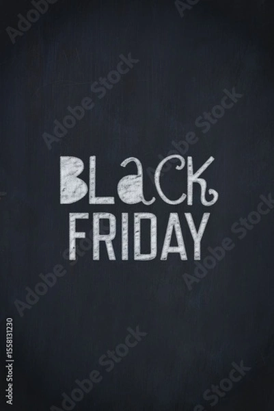 Obraz Black Friday chalk lettering is standing out on chalkboard-style background with chalk smudges