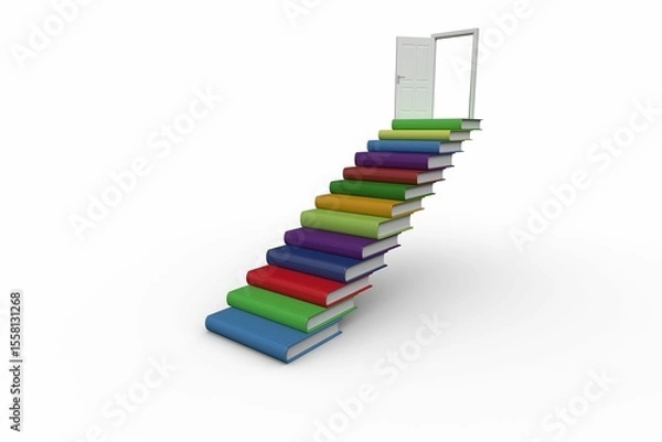 Obraz Steps made from books leading to open door