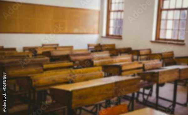 Obraz Chairs and tables arranged in classroom