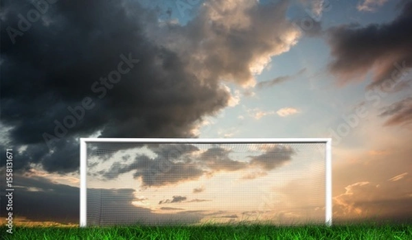 Obraz Football goal under cloudy sky
