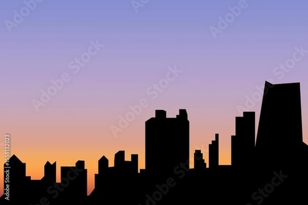 Obraz Silhouette cityscape during susnet