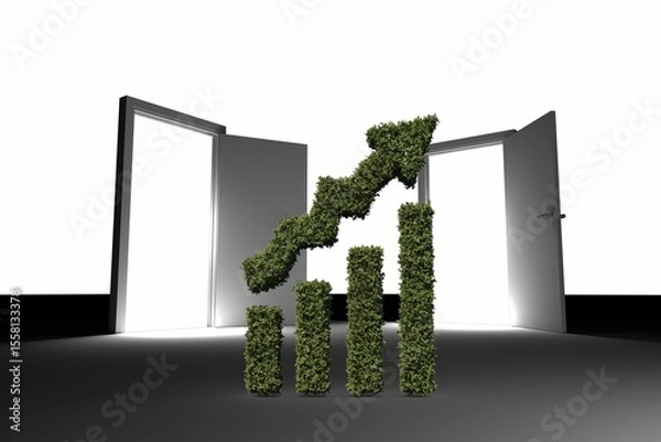 Fototapeta Topiary of graph with open doors on floor