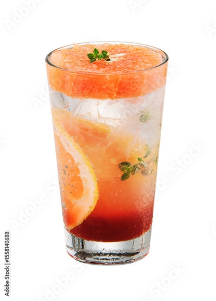 Obraz 컵에 얼음과 같이 담긴 시원하고 달콤한 자몽에이드.