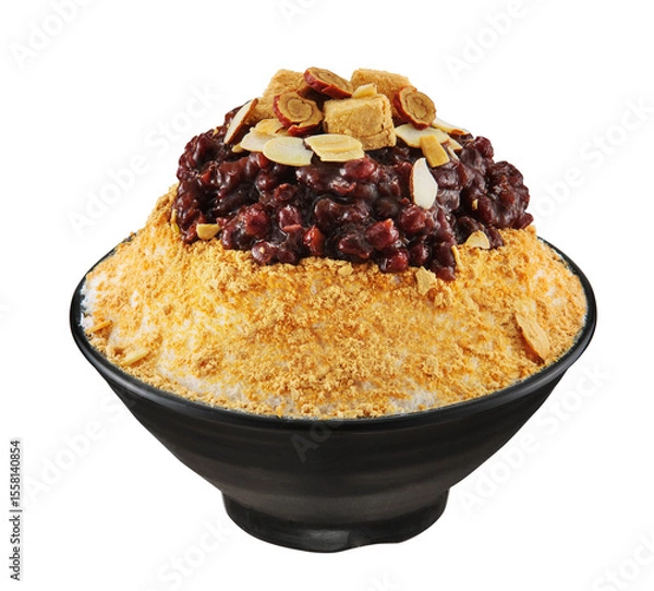 Obraz 맛있고 시원한 디저트인 팥인절미 눈꽃 빙수.