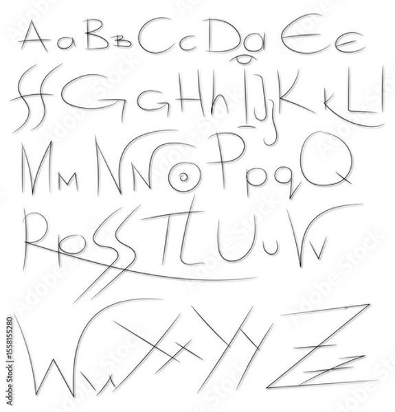 Fototapeta English Alphabeth in hand drawing font