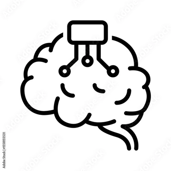 Obraz Vector black line icon for Brain